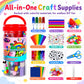 FUNZBO Arts and Crafts Supplies for Kids - Toddlers Craft Kit with Glitter Glue Stick, Pipe Cleaners, Pom Poms, Popsicle Sticks Tools, DIY School
