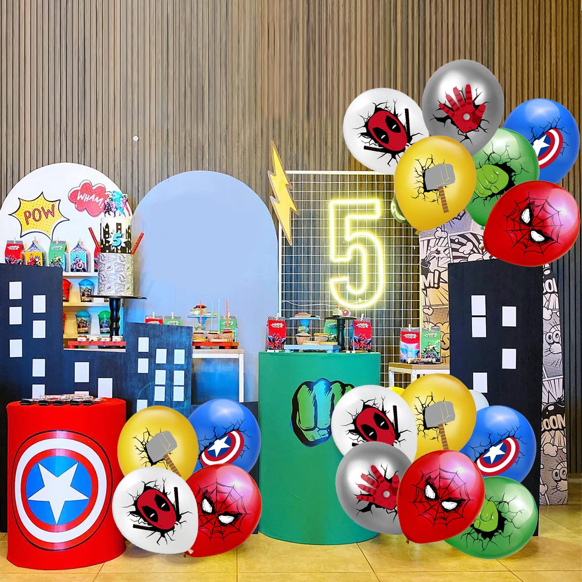 RBJHDRHD 36Pcs Balloons for Super Heroes Birthday Party Supplies, Includes 6 Styles Printed Ideal for Super Cartoon Heroes Party Decorations Favors
