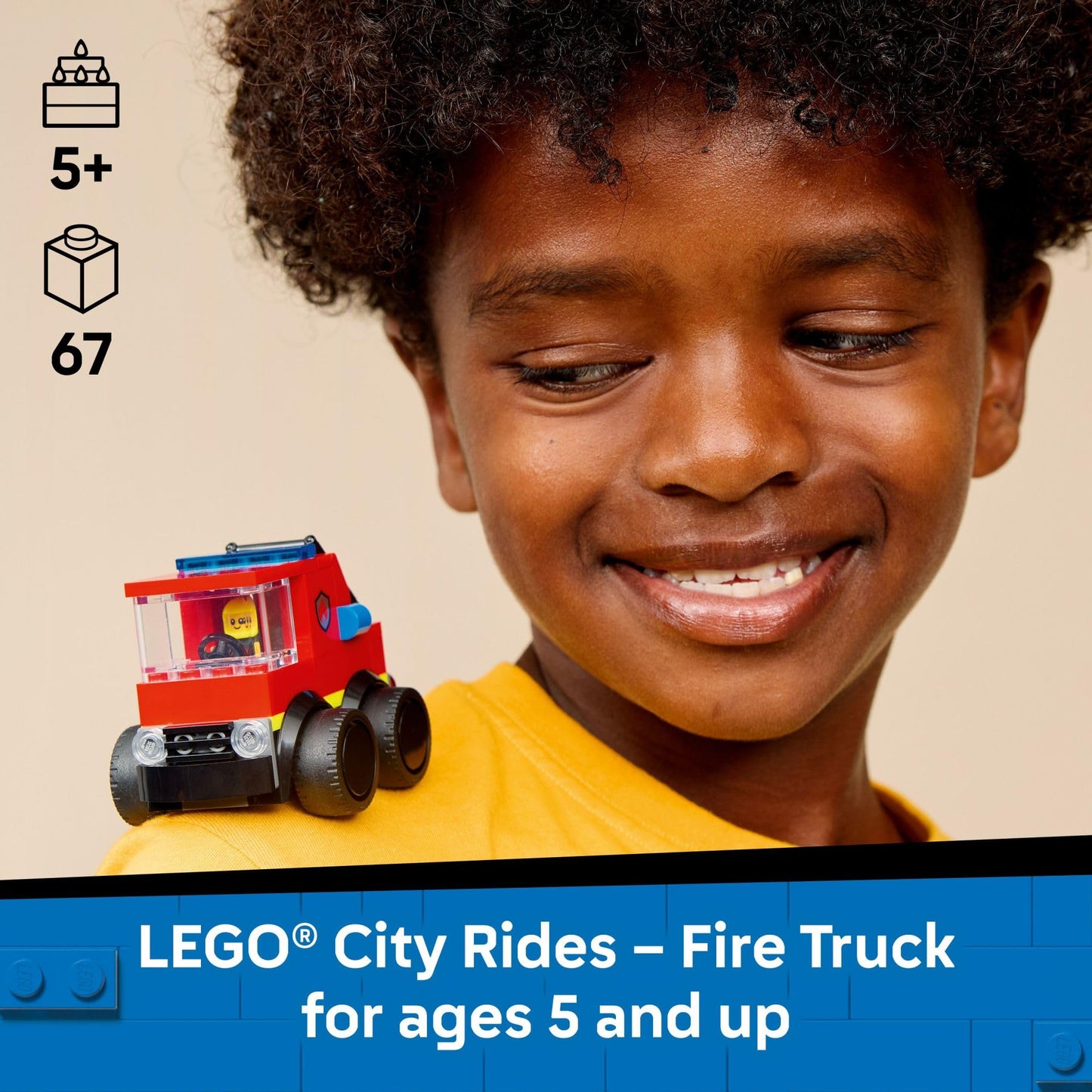 LEGO City Rides - Fire Truck Building Toy for Kids - Emergency Pretend Play for Boys & Girls, Ages 5+ - Toy Truck W/Raisable Ladder & Firefighter