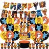 Karg Cartoon Cat Party Supplies - Cats Birthday Party Decorations Pack: Banners, Cake Toppers, 12 Cupcake Toppers, 18 Balloons (Brown, Yellow, Orange)
