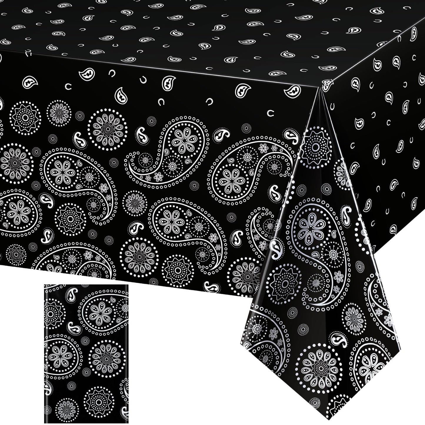 Tatuo Western Party Tablecloth Paisley Table Cover Bandana Plastic Table Cloth Rectangle Floral Tablecloth for Western Cowboy Themed Party