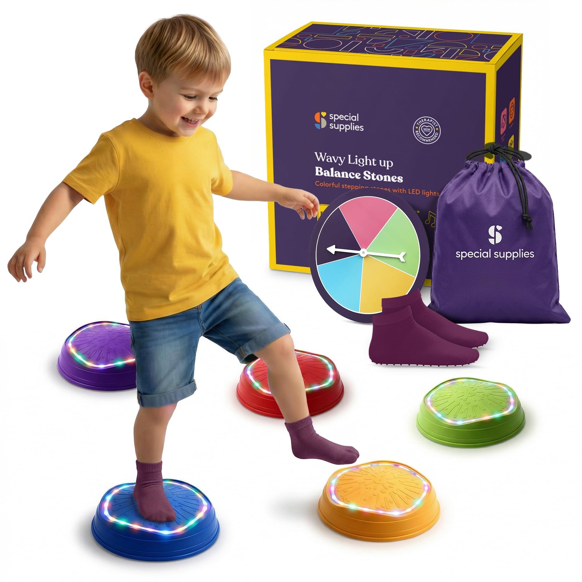 Special Supplies MUSICAL LED Stepping Stones for Kids -Light-Up Balance Blocks- Coordination & Balance for Toddlers & Children- Durable Non-Slip
