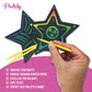 Podzly 50 Pcs Scratch Art Star Craft Kit - Magic Rainbow Color Scratch Art for Kids - DIY Star Ornament for Christmas & Easter - Art Supplies Kit