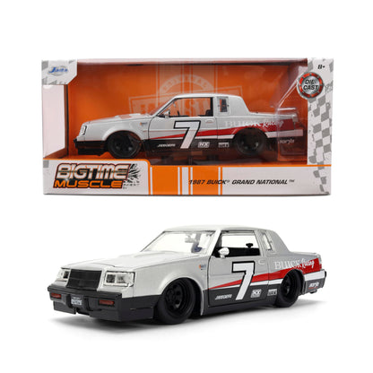 Jada Toys Bigtime Muscle 1:24 1987 Buick Grand National Die-cast Car - Opening Doors, Hood, Trunk, Rubber Tires(Silver/Black)