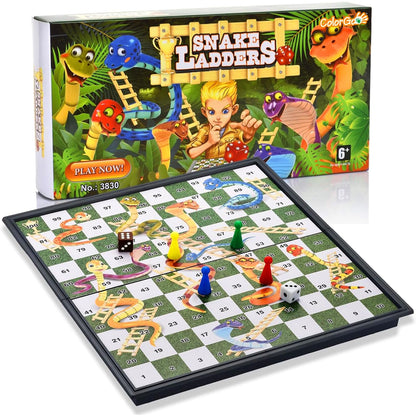 ColorGo Magnetic Snakes and Ladders Board Games with Folding Board Travel Games Set for Kids and Adults (Magnetic Snakes and Ladders Set) - 9.76