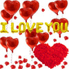 I Love You Balloons and Heart Balloon with 500 Pieces Rose Petals, Foil Mylar Love Balloons for Him/Her Wedding Anniversary Engagement Valentine Day