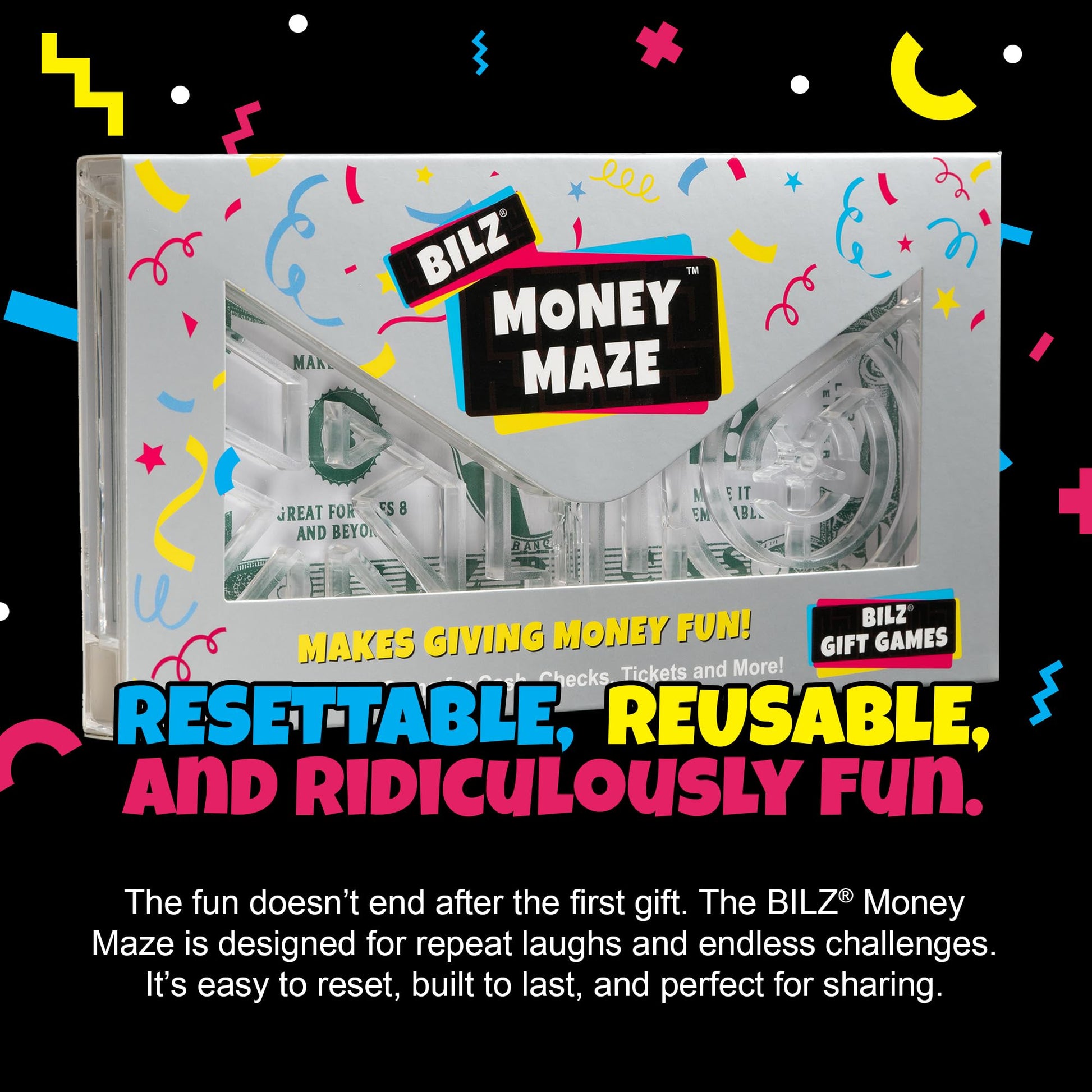 BILZ® Money Maze | Fun Money Gift Puzzle Game for Ages 8+ | Easy Setup with Envelope Flap | for Gift Cards, Cash & Ticket Holder | Perfect