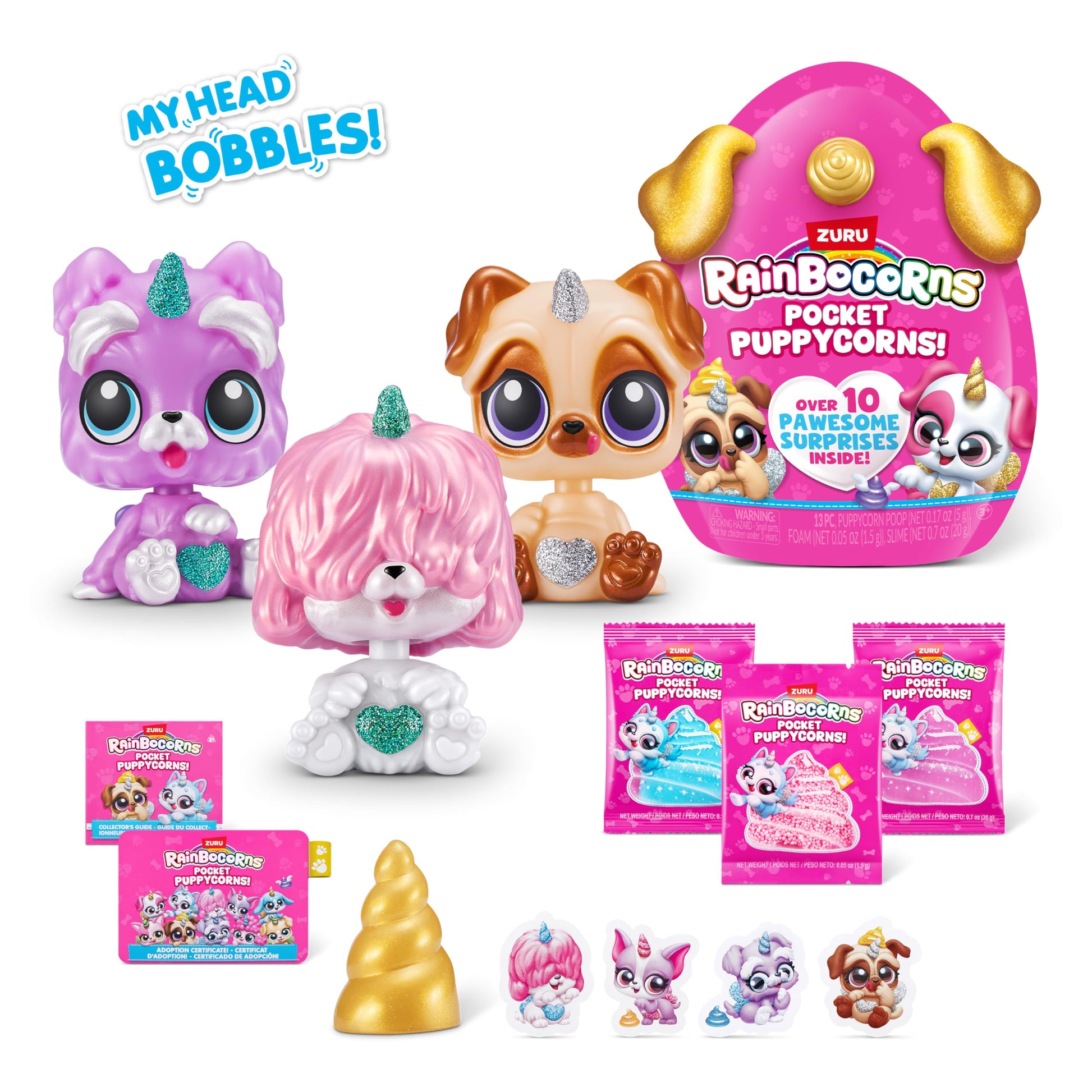 Rainbocorns Pocket Puppycorn 3 Pack by ZURU Toy Puppy Dog Mini Unboxing Girls Gifting