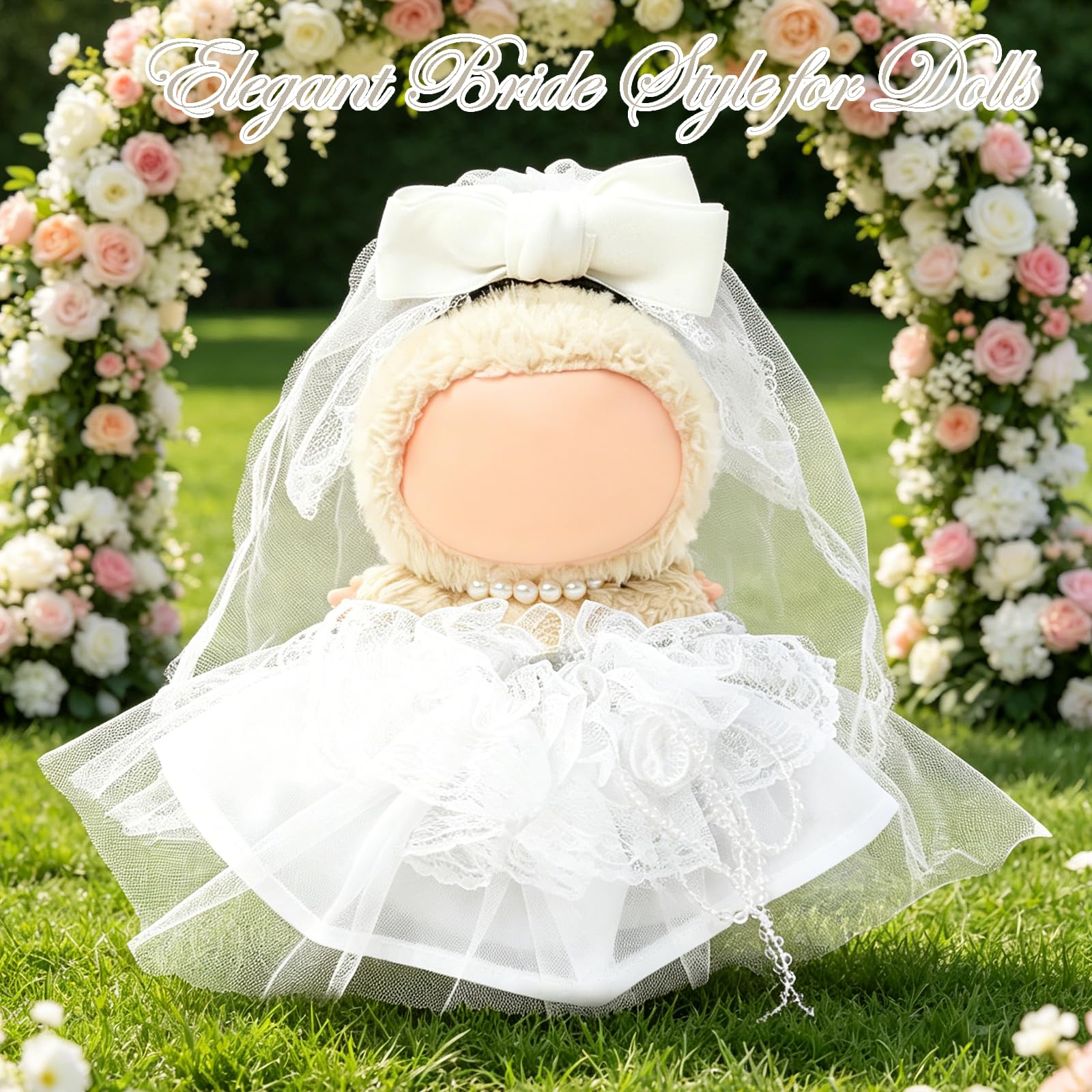 Clothes Compatible with LABUBU Doll - 4PCS Wedding Dress Set, 17cm Doll Clothes Designer Outfit for Bridal Theme, Cute Stylish Accessories for Labubu