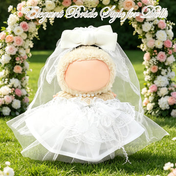 Clothes Compatible with LABUBU Doll - 4PCS Wedding Dress Set, 17cm Doll Clothes Designer Outfit for Bridal Theme, Cute Stylish Accessories for Labubu