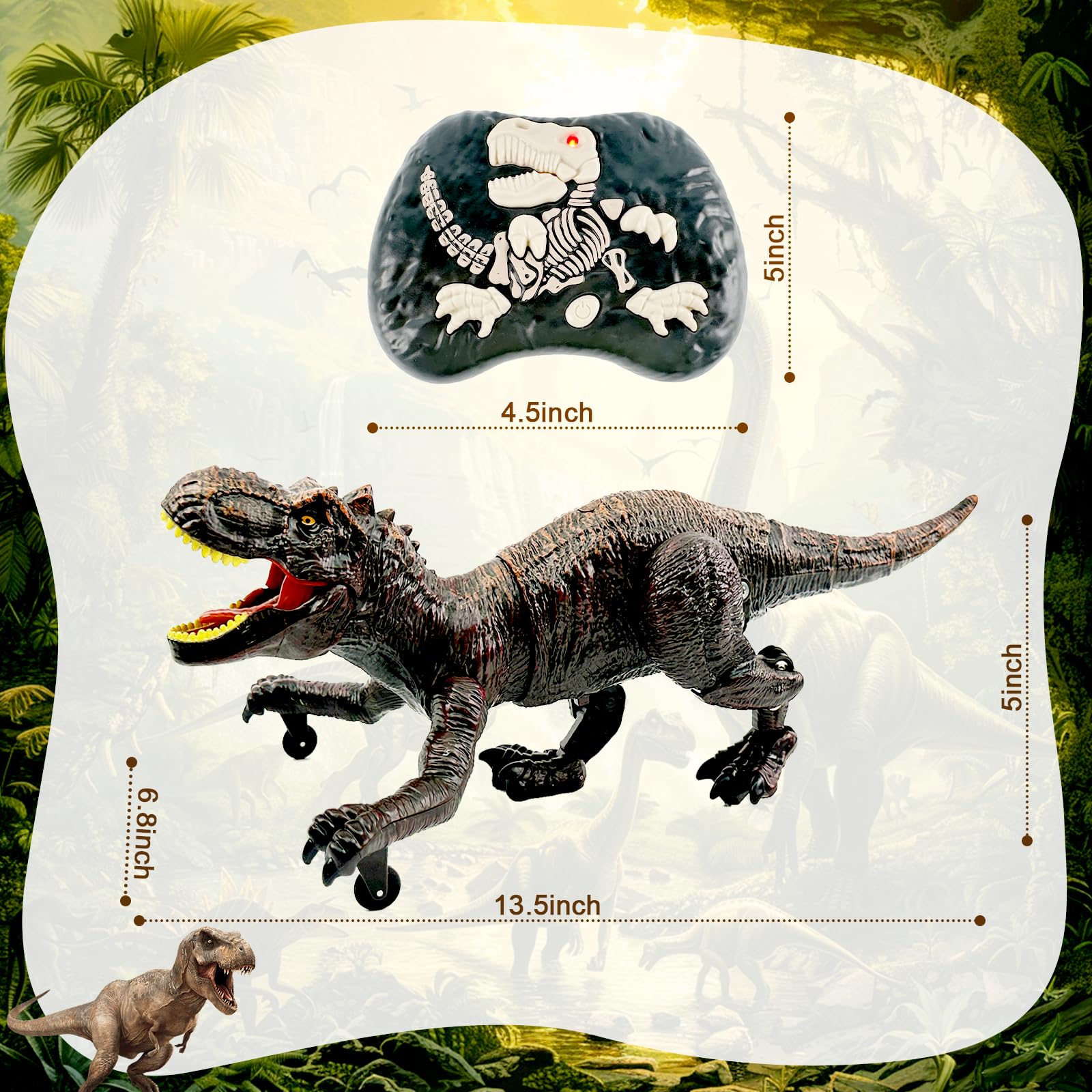 TALGIC Remote Control Dinosaur Robot Toy for Boys 4-7, RC Dinosaur with Realistic Legs & Spray Stream for Kids 3 4 5 6 7 9 Year Old Boy Birthday Gift