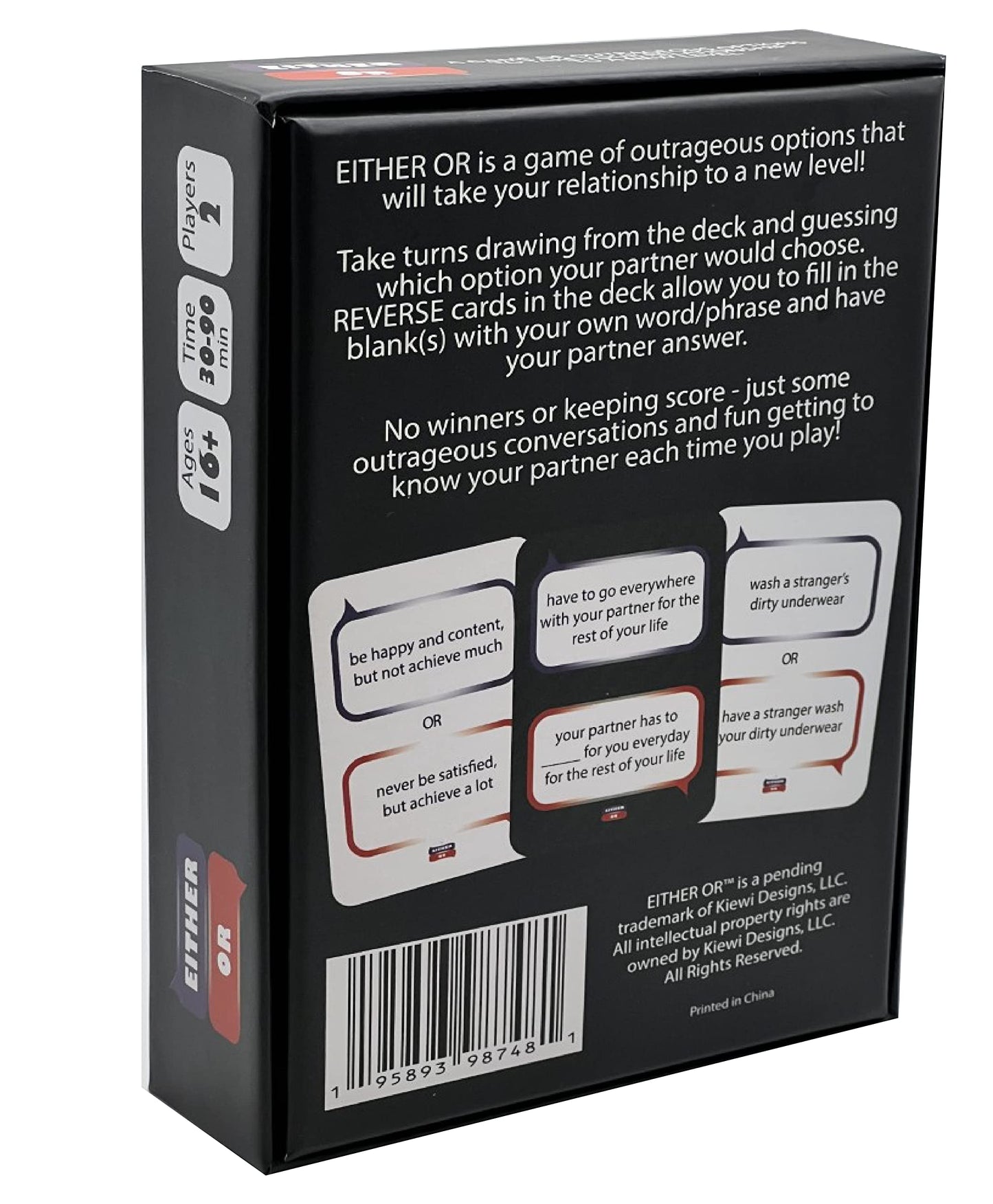 Either Or Couples Card Game of Outrageous Options - Connect with Your Partner for Date Night, Valentine's Day, at Dinner, for an Anniversary, on Road