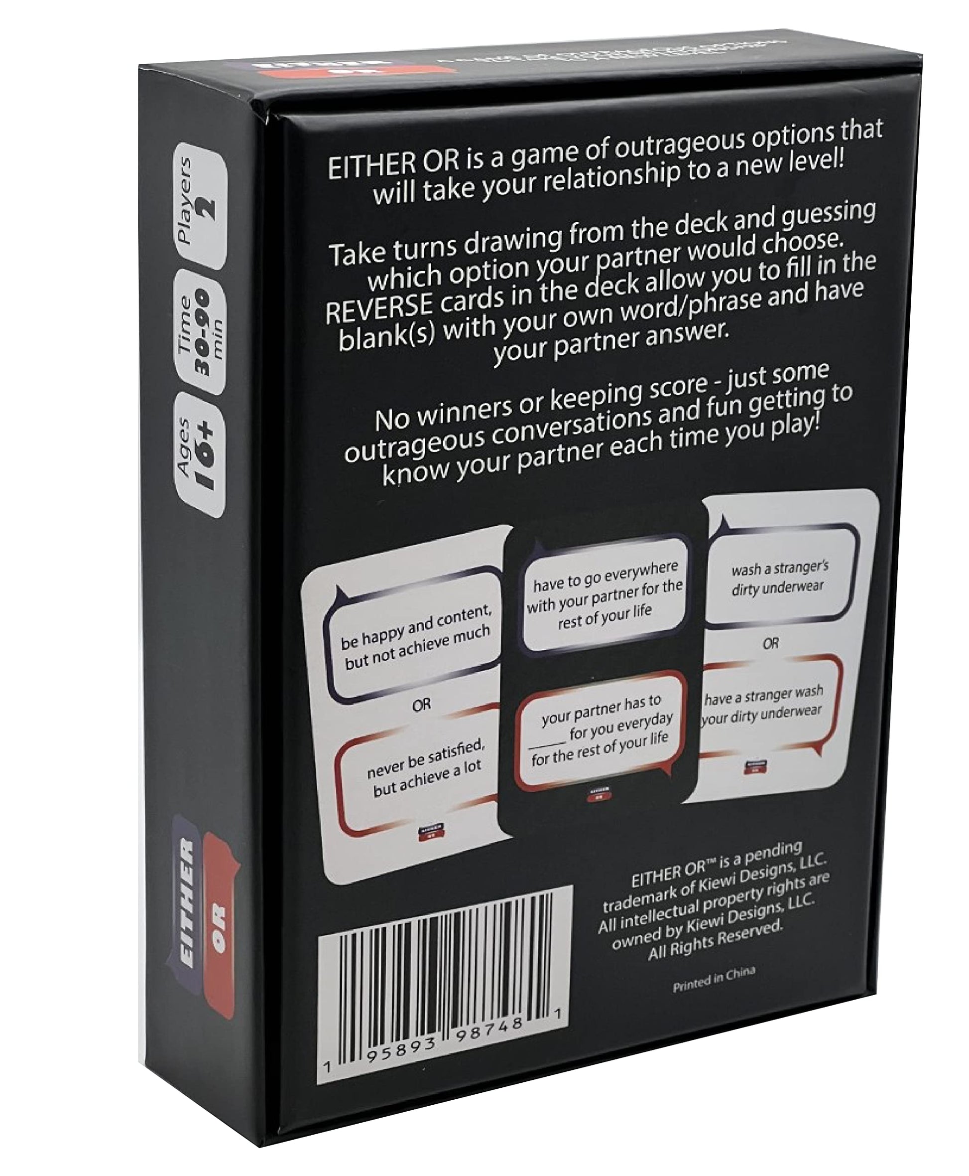 Either Or Couples Card Game of Outrageous Options - Connect with Your Partner for Date Night, Valentine's Day, at Dinner, for an Anniversary, on Road