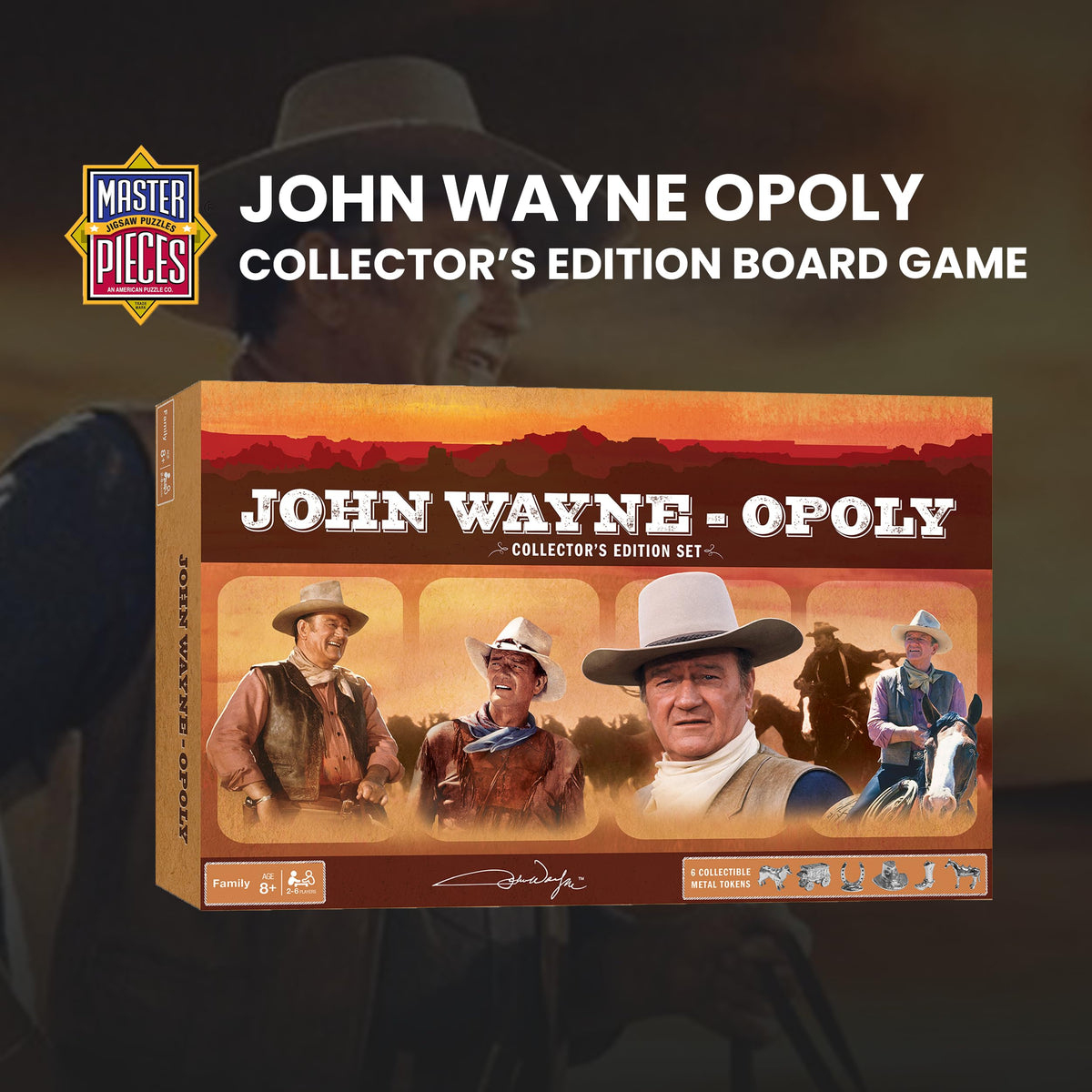 MasterPieces Opoly Board Games - John Wayne Opoly - Officially Licensed Board Games For Adults, Kids, & Family