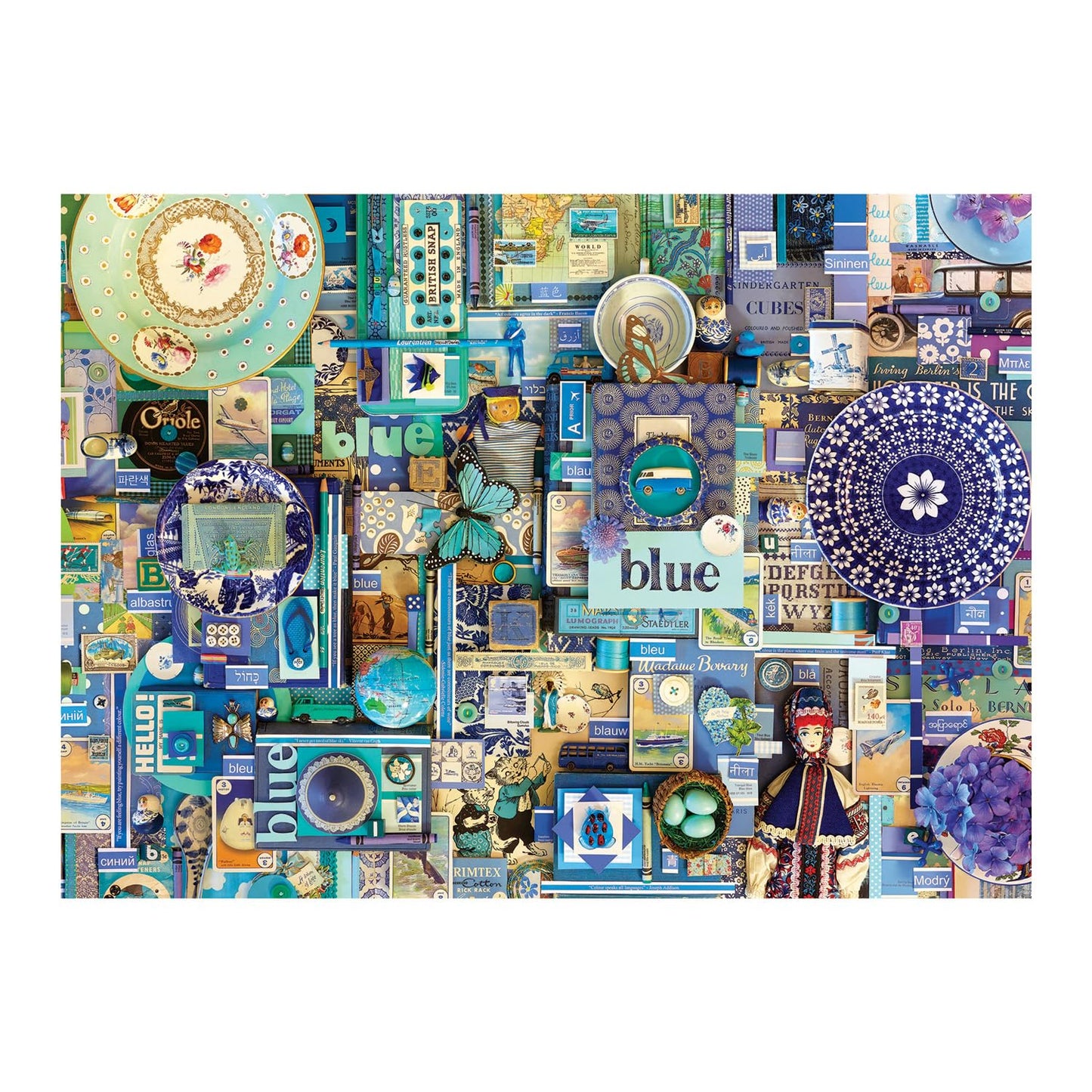 Cobble Hill 1000 Piece Puzzle - Rainbow Collection: Blue - Sample Poster Included