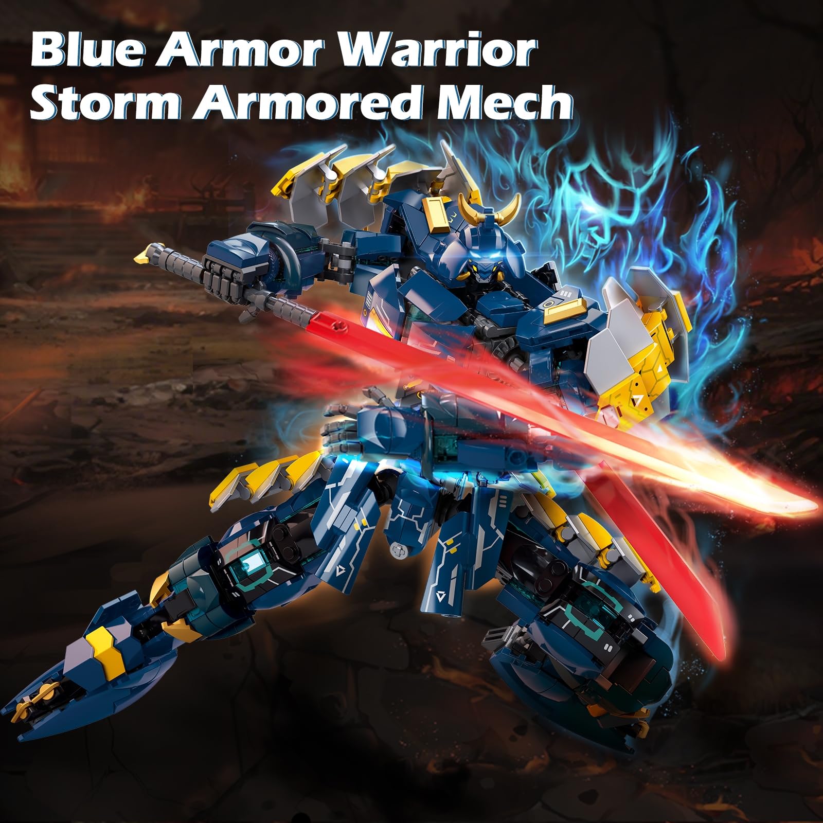 HIGH GODO Samurai Mech Warrior Building Set, Double Swords Armor Robot Openable Cockpits Model Kit, Ideas City Justice Hero Soldier Ninja Gift