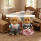 OLEOCA Family Brown Dog Figures - Set of 2 Collectible Flocked Mini Dolls with Removable Clothes, Dollhouse Pretend Play Set for Kids Ages 3+