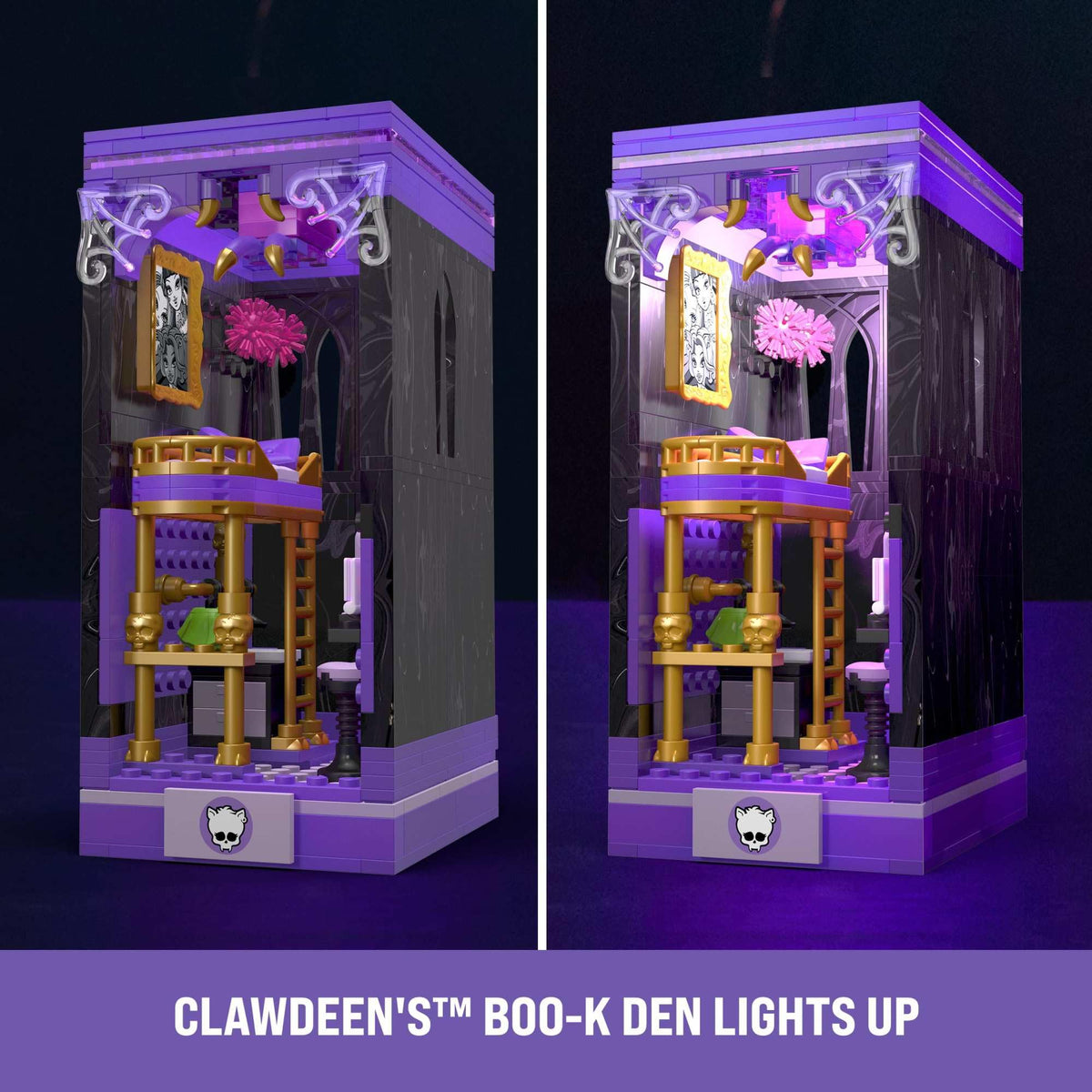 MEGA Monster High Action Figure Building Set Clawdeen's Boo-k Den with 299 Pieces, Book Nook for Collectors