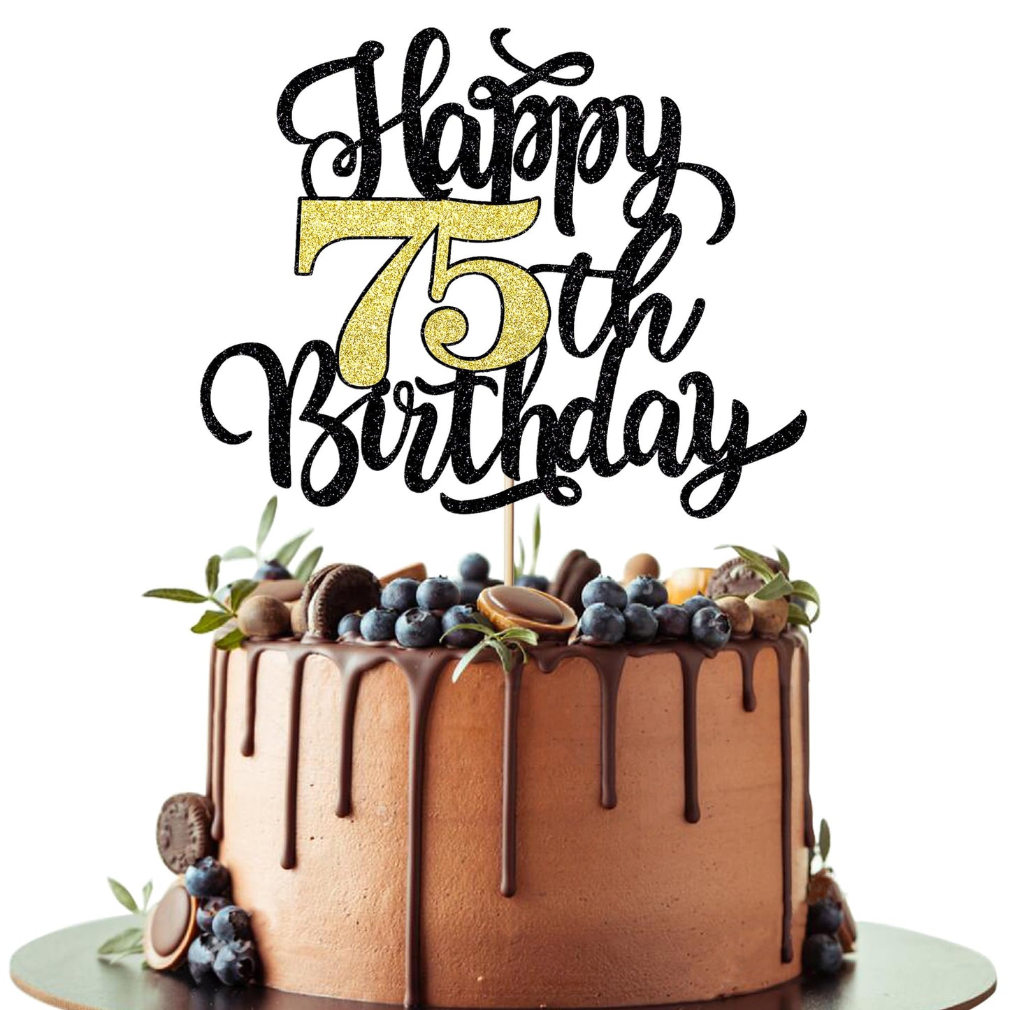 Leetaivie Happy 75th Birthday Cake Topper, 75th Birthday Cake Decorations