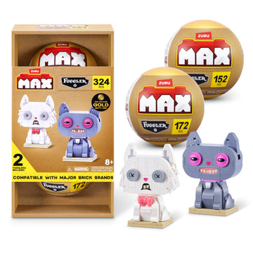 MAX Build More Premium Bricks Fuggler Alley Cats Collection (2 Pack) by ZURU, Plastic Building Brick Capsules for Teens and Adults, Collectible Cat