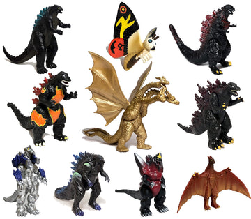 TwCare Set of 10 Godzilla Toys, Movable Joint Action Figures, King of the Monsters vs Kong Mini Dinosaur Mothra Imago Burning Heisei Mecha Ghidorah