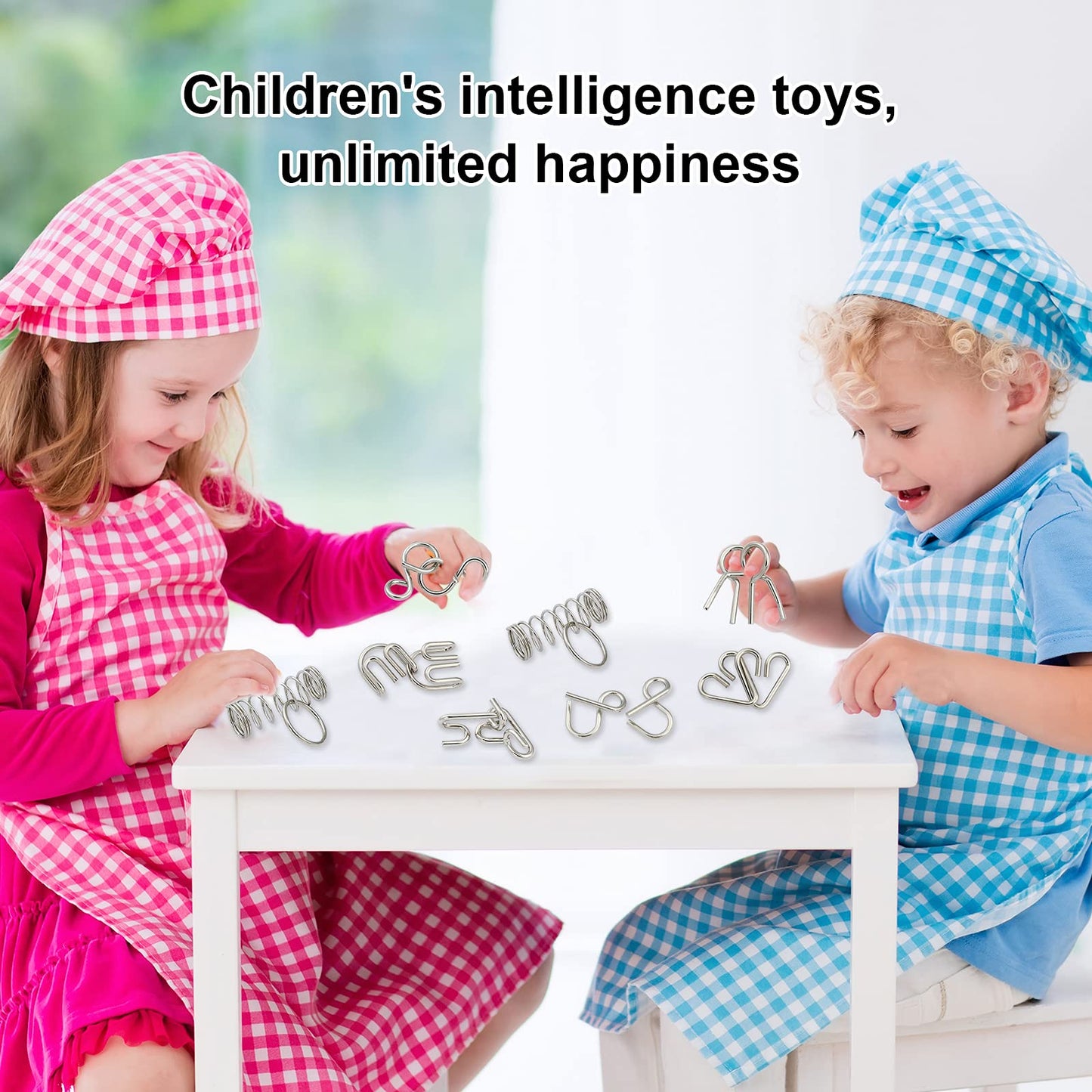 AIWAN LEZHI IQ Toys, Metal IQ Puzzle Set of 24, IQ Test Mind Game Toys Brain Teaser Metal Wire Puzzles Magic Trick Toy