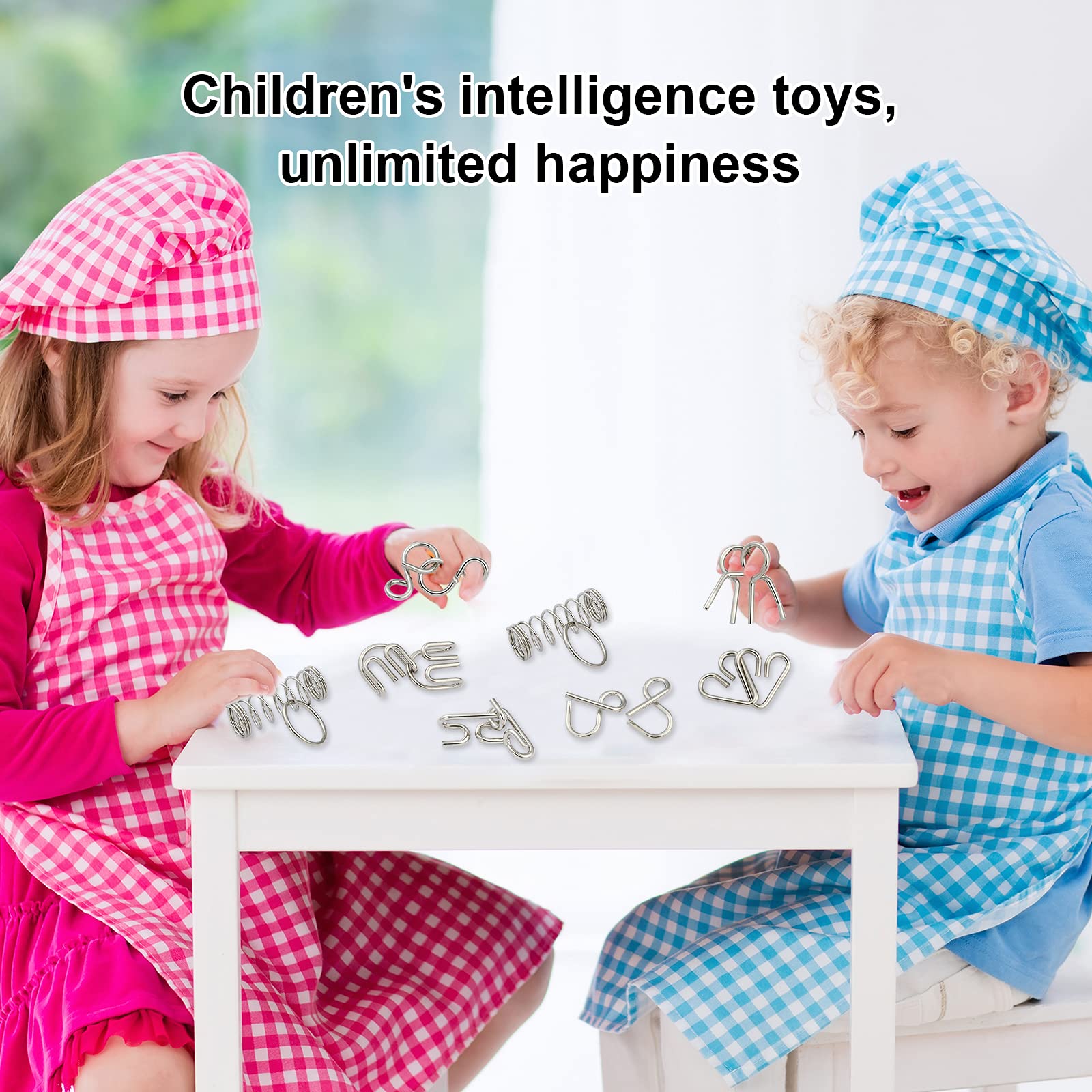 AIWAN LEZHI IQ Toys, Metal IQ Puzzle Set of 24, IQ Test Mind Game Toys Brain Teaser Metal Wire Puzzles Magic Trick Toy
