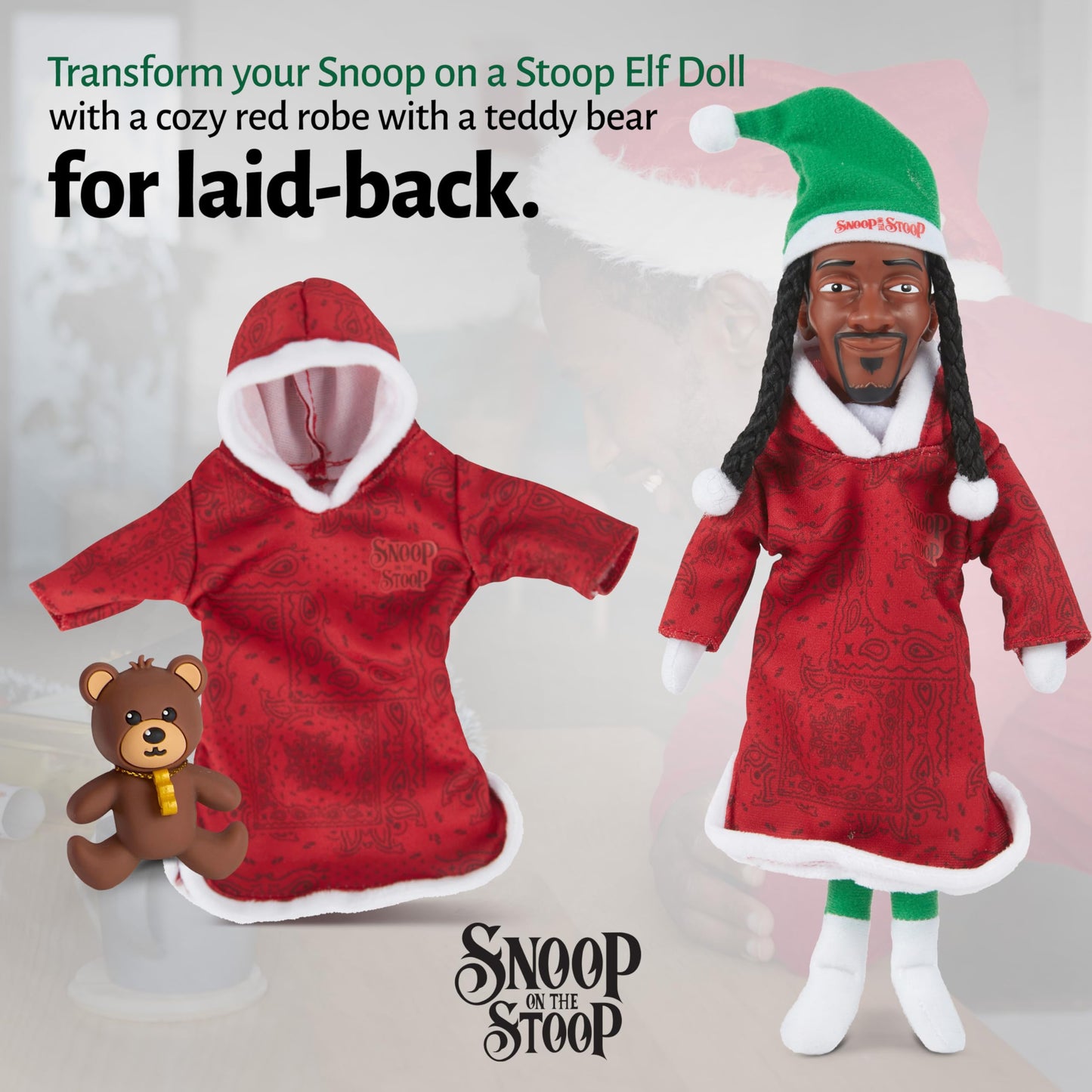 Snoop Dogg Pajama Expansion Pack - Red Robe with Teddy Bear for Snoop on The Stoop, Funny, Secret Santa