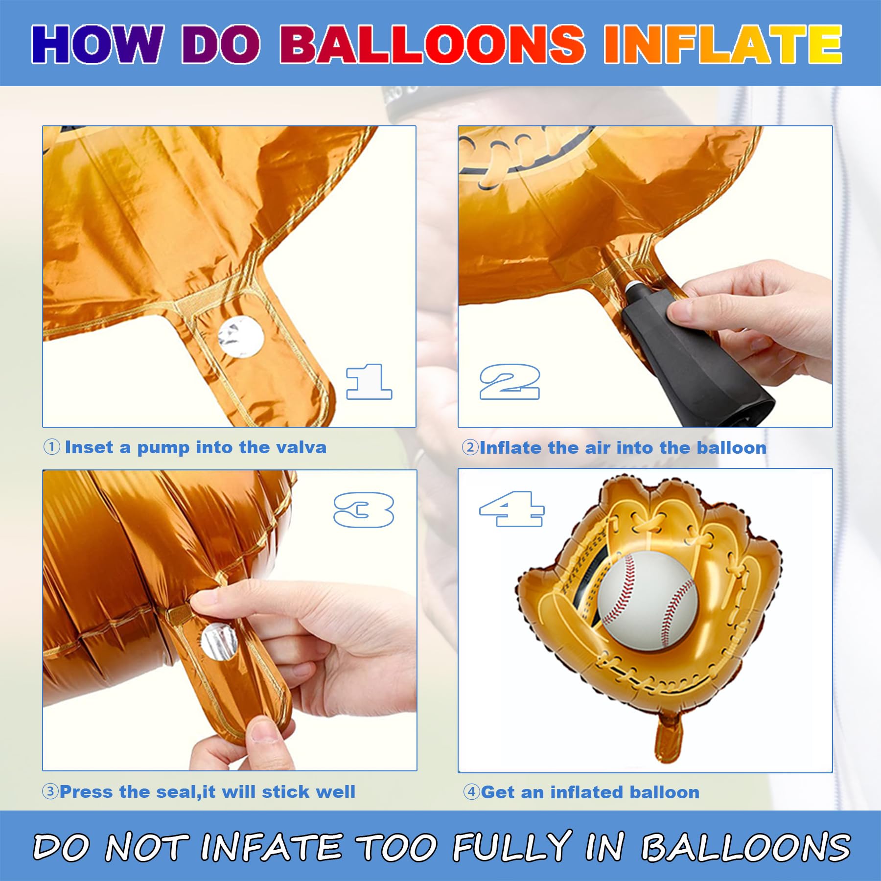 Baseball Party Balloons, Baseball Foil Mylar Balloons for Baby Shower Party Decor Baseball Glove Jumbo Balloons Baseball Bat Balloons for Birthday