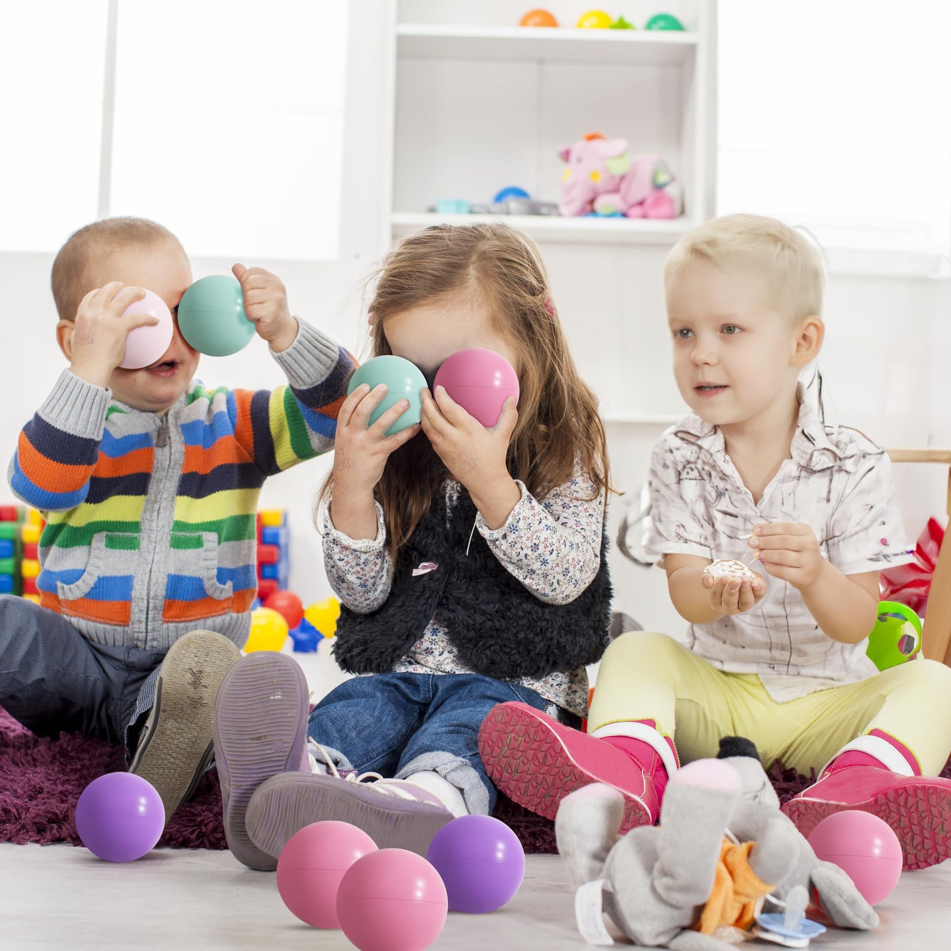 BalanceFrom Play Pit Balls Toy Set for Kids with Mesh Bag, Rainbow or Pastel Colors - Crush-Proof Plastic for Ball Pits, Playhouses, Bounce Houses