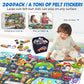 200 PCS Felt Board Story Set for Toddlers with Storage Bag City Car Traffic Themed 40 X 28 inch Teaching Wall Flannel Board Kit for Preschool Activity