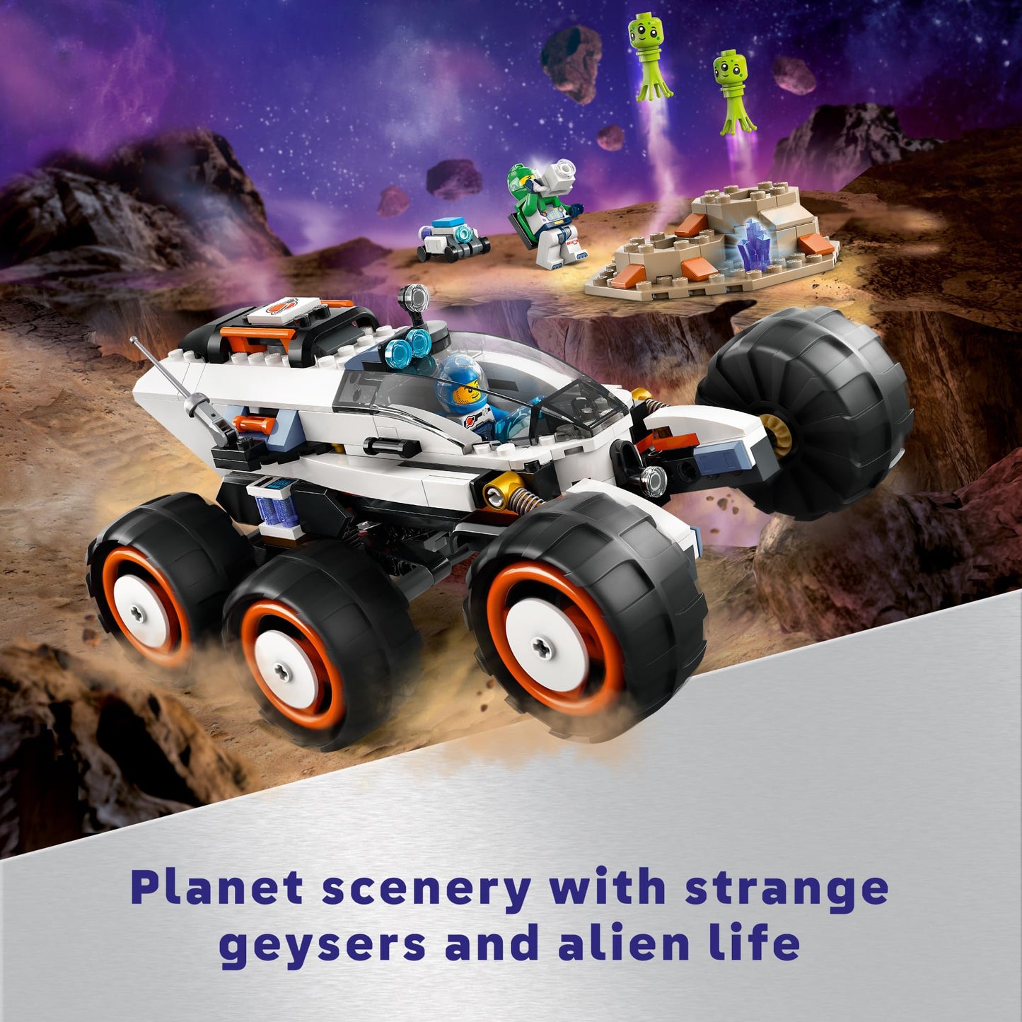 LEGO City Space Explorer Rover and Alien Life Toy, Space Gift for Boys and Girls Ages 6 and Up with 2 Minifigures, Robot and Extraterrestrial Figures,