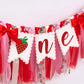 GIOGUK Strawberry First Birthday High Chair Banner Berry Birthday Banner