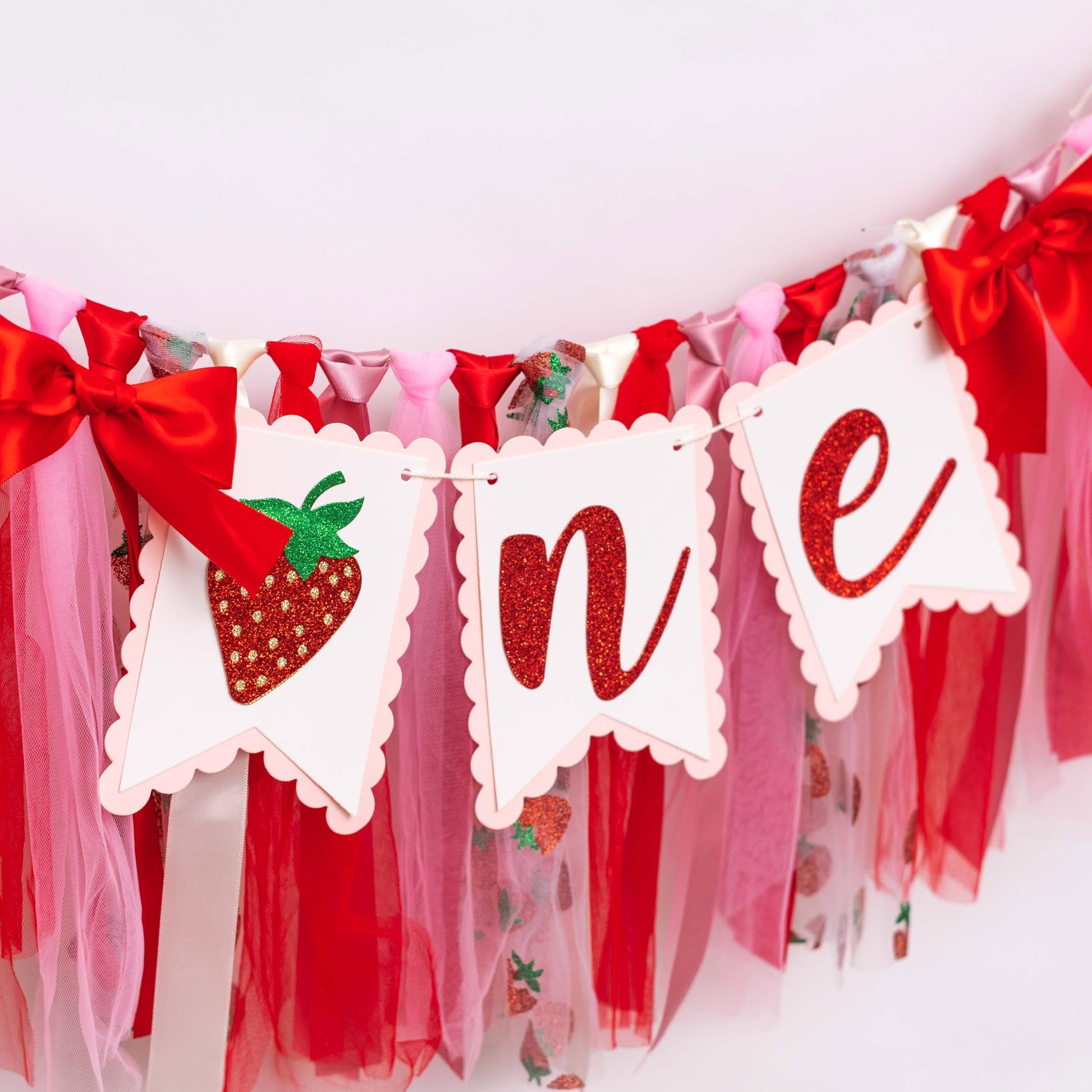 GIOGUK Strawberry First Birthday High Chair Banner Berry Birthday Banner