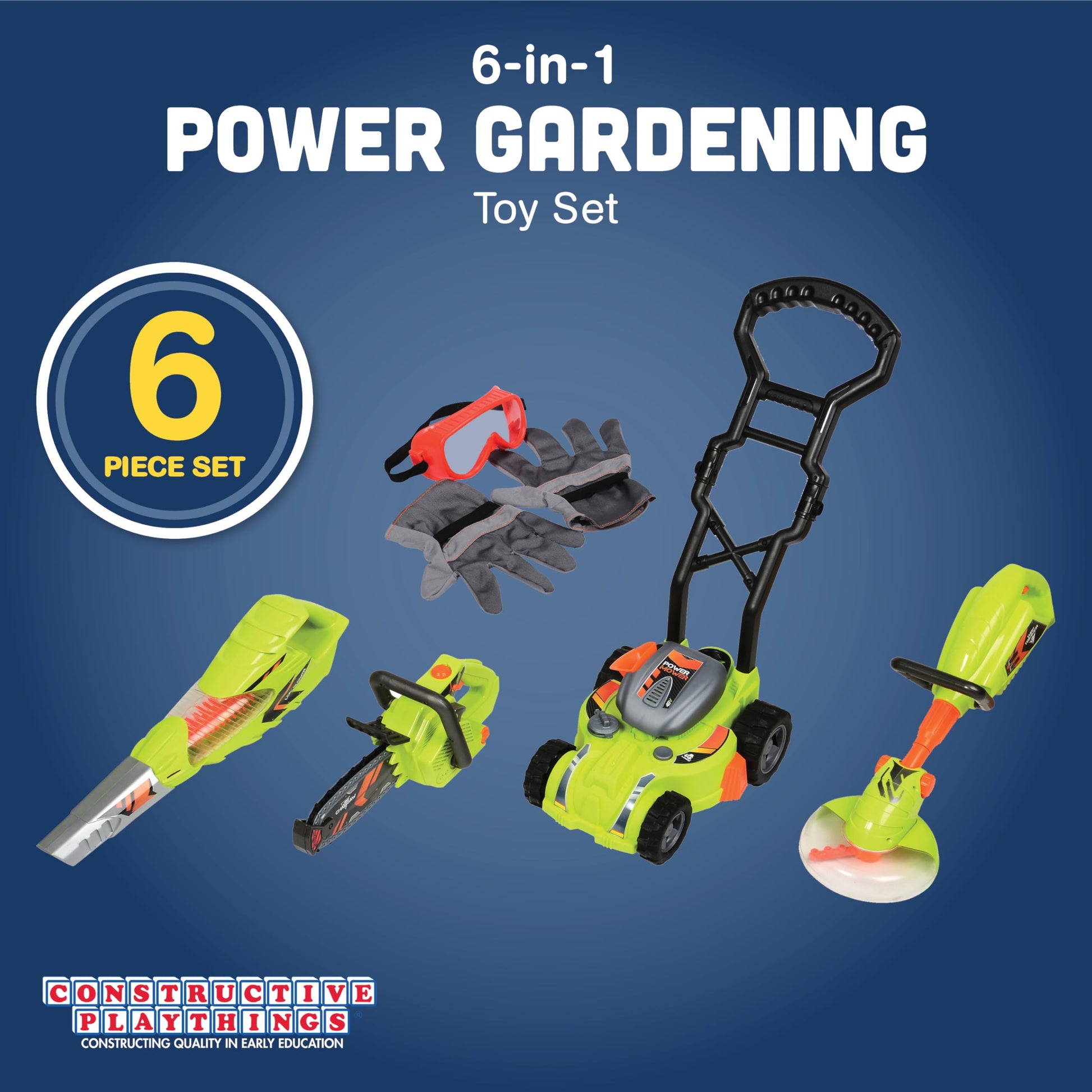 CP Toys by Constructive Playthings 6-Piece Pretend Power Gardening Tool Set
