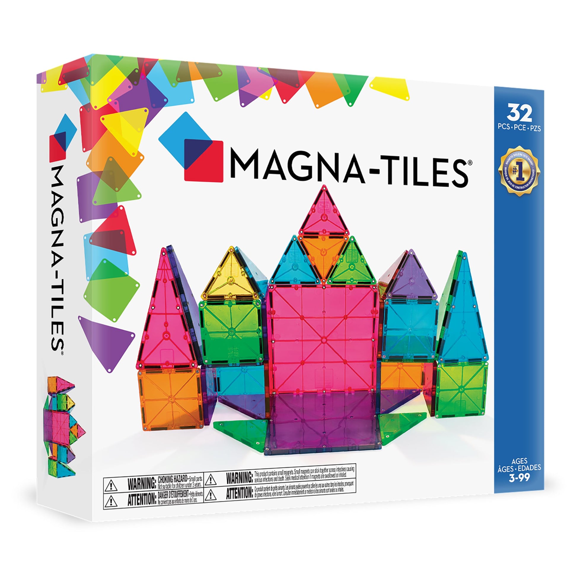 MAGNA-TILES Classic 32-Piece Magnetic Construction Set, The Original Magnetic Building Brand