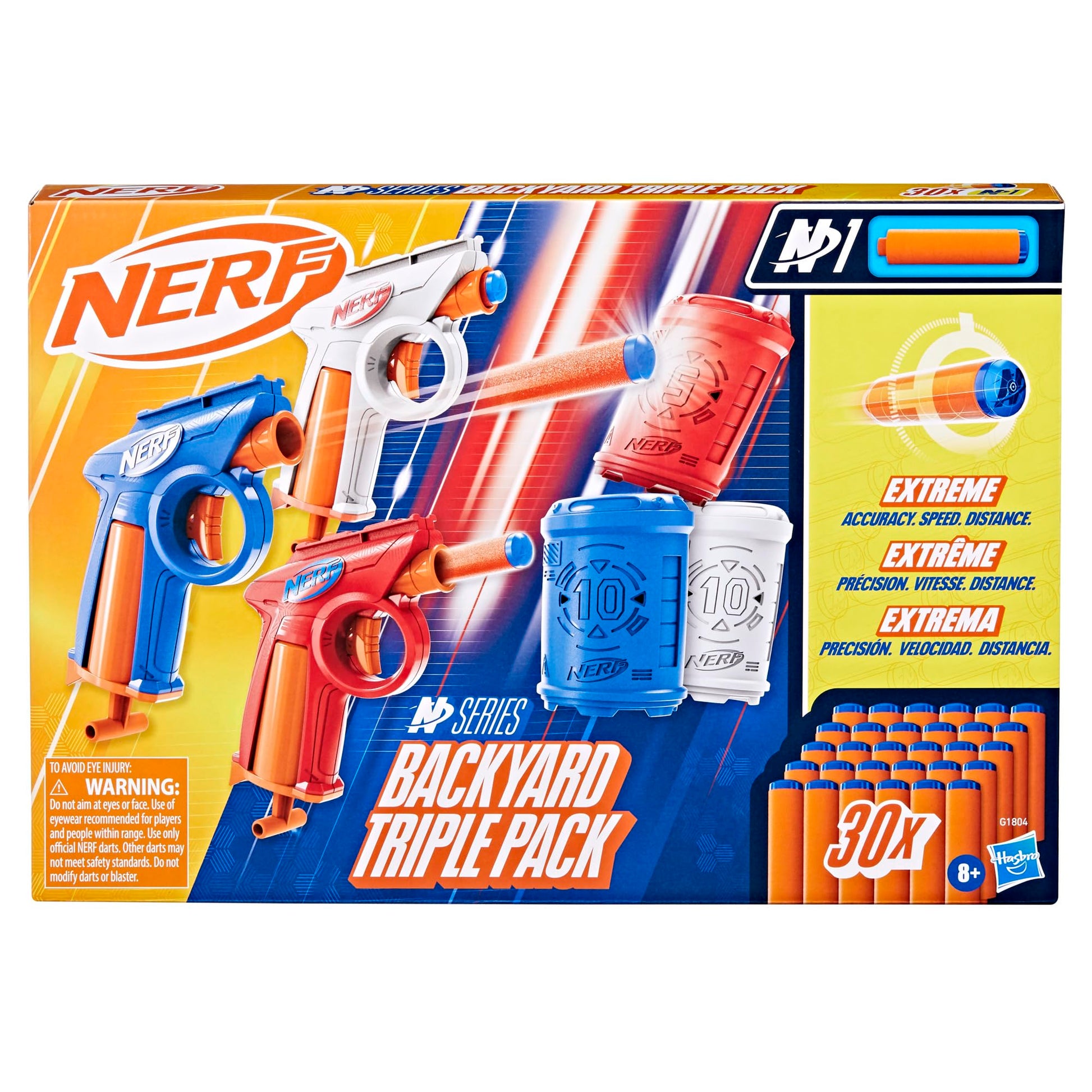 Nerf N Series Backyard Triple Pack, Includes 3 Flex Blasters, 3 Targets, 30 N1 Darts, Ages 8+ (Amazon Exclusive)
