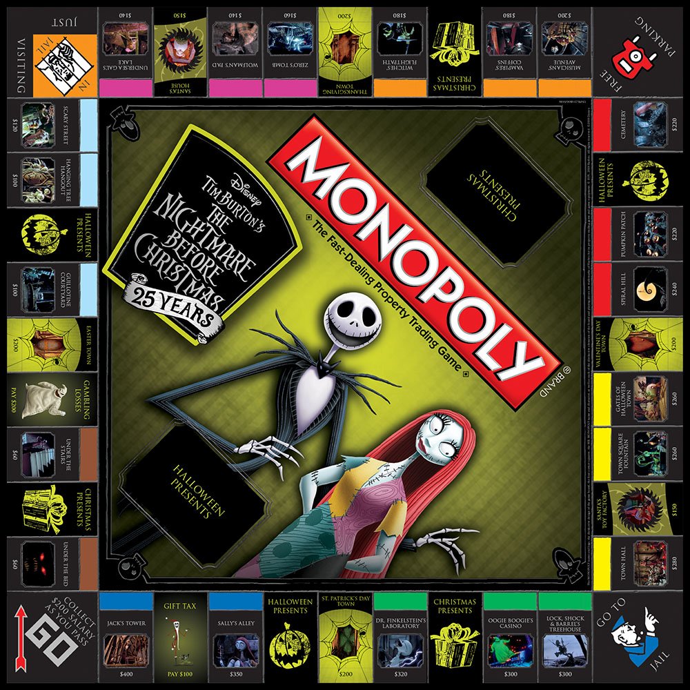 Monopoly Disney Nightmare Before Christmas 25 Years Board Game | 25th Anniversary Collector's Edition | Collectible Monopoly Tokens