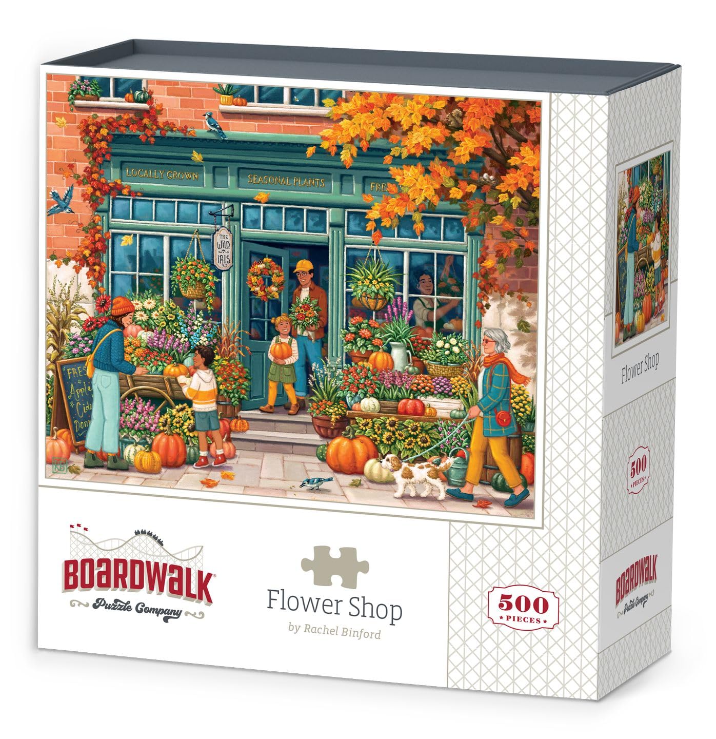 Boardwalk Flower Shop 500 Piece Jigsaw Puzzle Autumn Garden Market Puzzles with Premium Box, Gift for Adults and Family 16"x20"