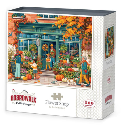 Boardwalk Flower Shop 500 Piece Jigsaw Puzzle Autumn Garden Market Puzzles with Premium Box, Gift for Adults and Family 16"x20"