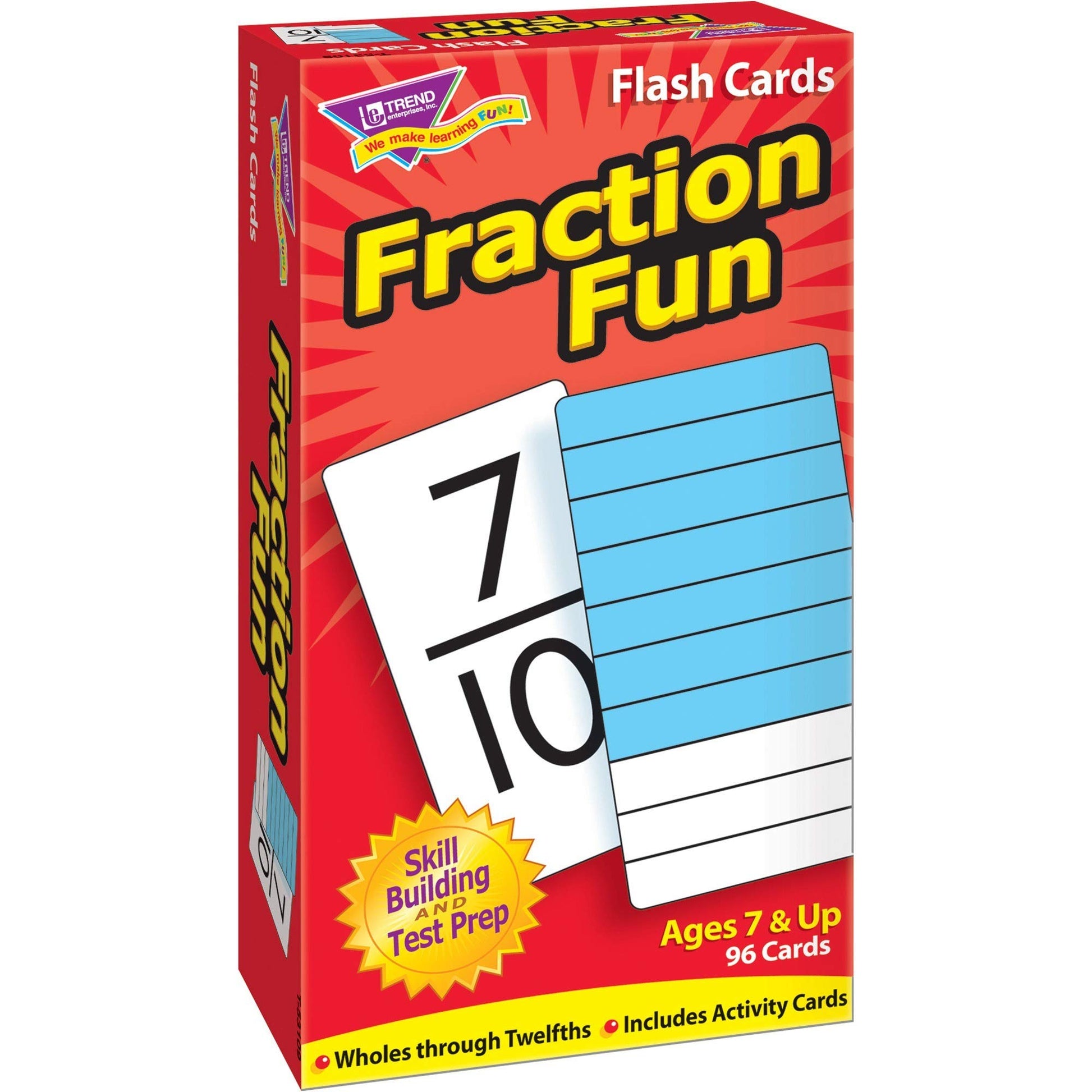 TREND ENTERPRISES: Fraction Fun Skill Drill Flash Cards, Wholes to Twelfths in Symbols & Graphs, Exciting Way for Everyone to Learn, Great for Skill