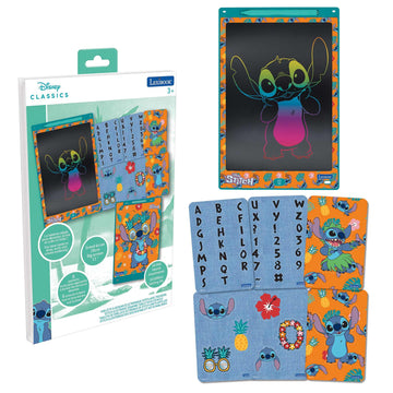LEXiBOOK, Disney Stitch Magic Slate, Art and Craft Toy for Girls and Boys, A4 Size with Multicolored Drawings, Blue/Orange, CRT10D