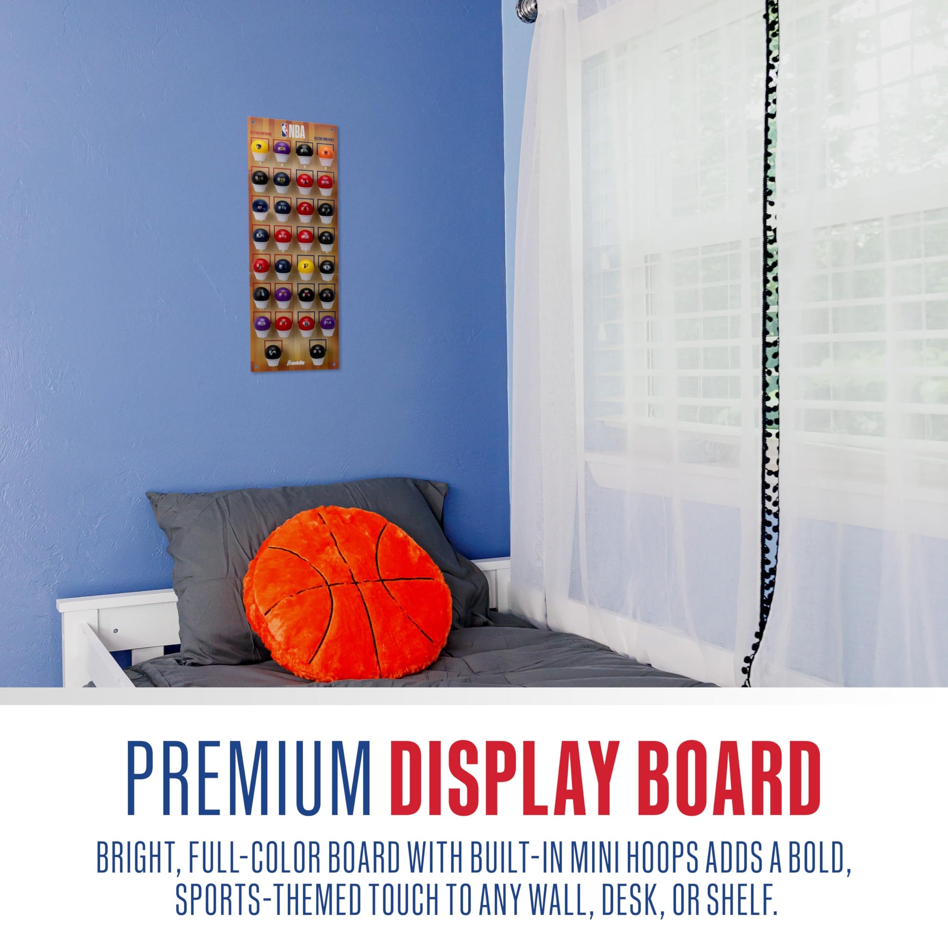 Franklin Sports NBA Standings Tracker - League Standings Board with Official NBA Team Mini Basketballs - Fun Fan Shop Décor for Bedrooms, Offices +