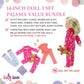 Emily Rose 14 & 14.5 Inch Doll 8-Piece Pajama Bundle | Seasonal PJs Gift Set with Teddy Bear and Bunny Slippers | USA Brand 14” Doll Pajamas | Fits