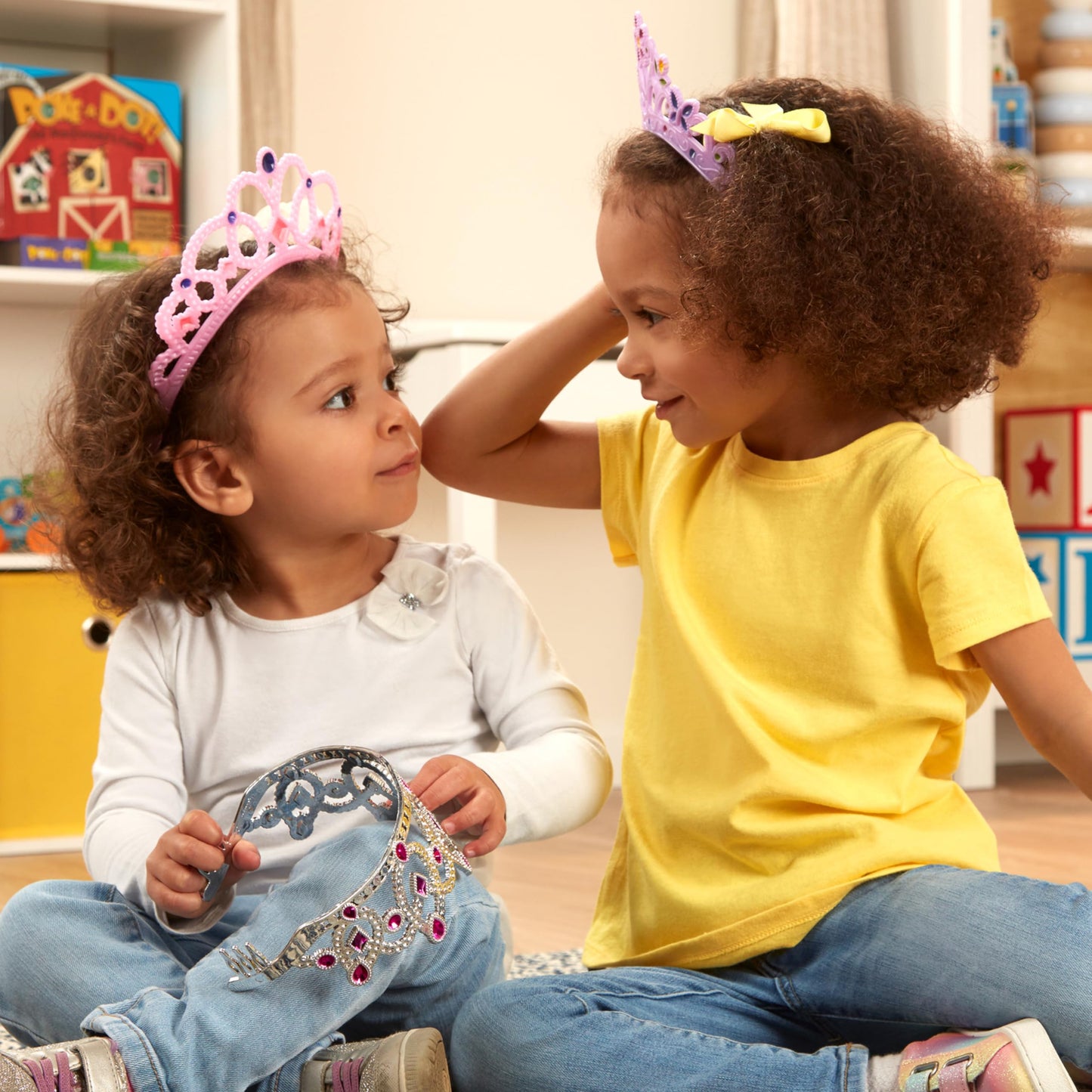 Melissa & Doug Dress-Up Tiaras Play Set for Kids (4-Piece) - Pretend Princess Crowns for Costume Role Play - Preschool Jewelry Toys for Girls Ages 3+