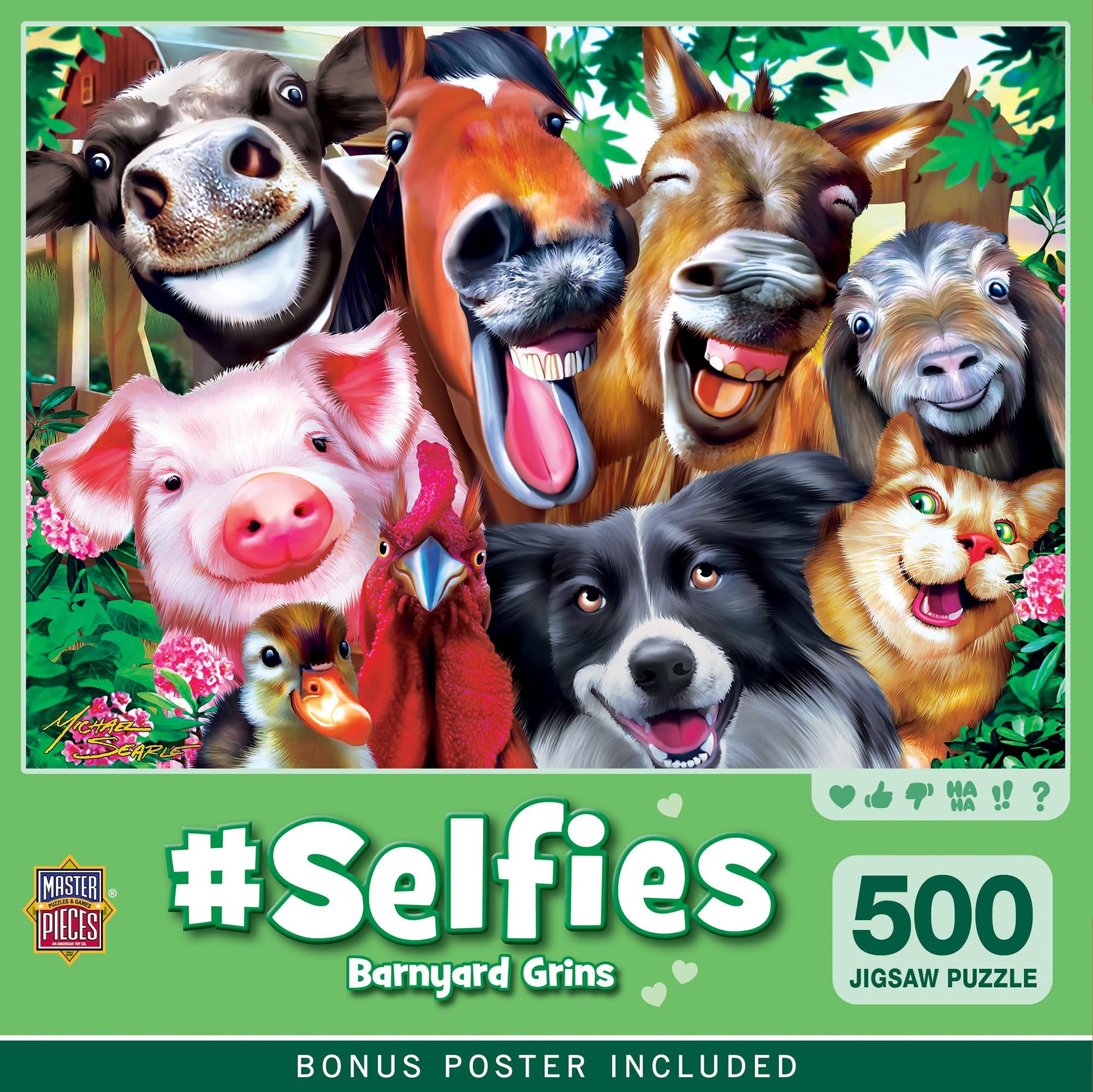 MasterPieces 500 Piece Jigsaw Puzzle for Adults and Family - Barnyard Grins - 15"x21"