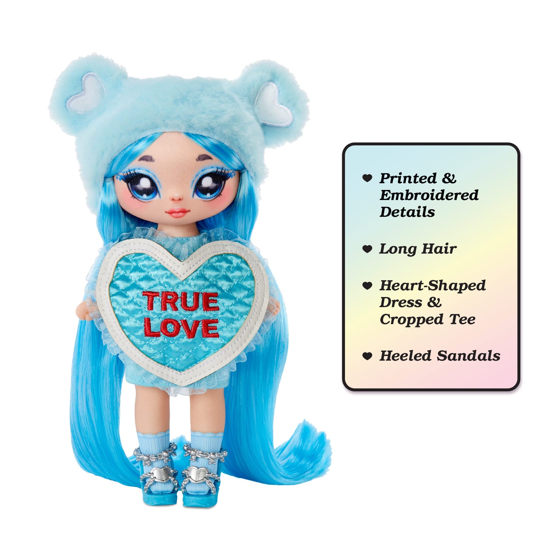 MGA Entertainment Na Na Na Surprise Lily Sarang - Blue Teddy Bear-Inspired 7.5" Fashion Doll with Light Blue Hair, Heart-Shaped Dress and Brush