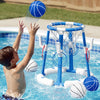 HYES 2 in 1 Pool Basketball Hoop, Floating Pool Toys, Blue