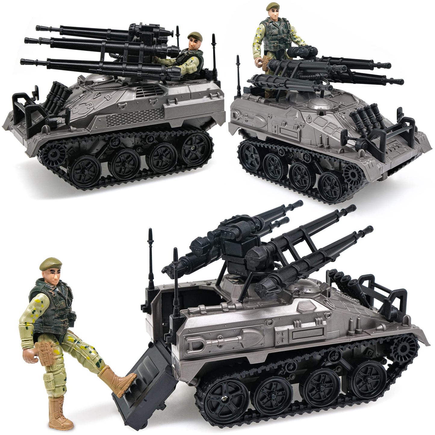 MISTBUY Military Vehicles Toys Playset with Army Men Action Figures, Helicopter, Armored Vehicle, Truck, Motorcycle, Tent and Dog for Pretend Play