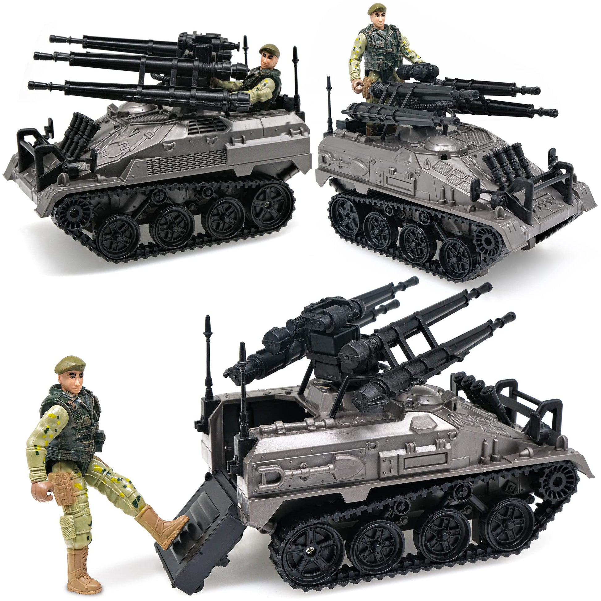 MISTBUY Military Vehicles Toys Playset with Army Men Action Figures, Helicopter, Armored Vehicle, Truck, Motorcycle, Tent and Dog for Pretend Play